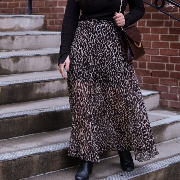 grey leopard maxi skirt